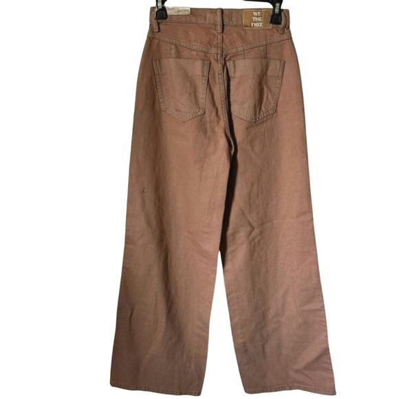 New FREE PEOPLE CRVY Gia Wide-Leg Jeans $128 SIZE 27 Sand Dune High Rise - Picture 6 of 7